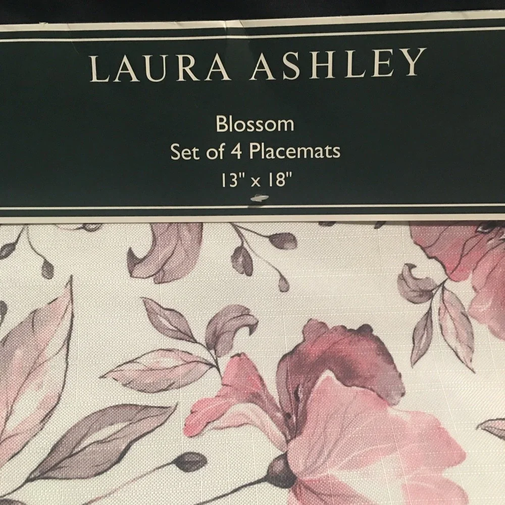 Laura Ashley Placemats Botanical Florals Set of 4 Cottagecore Shabby Chic 13x18